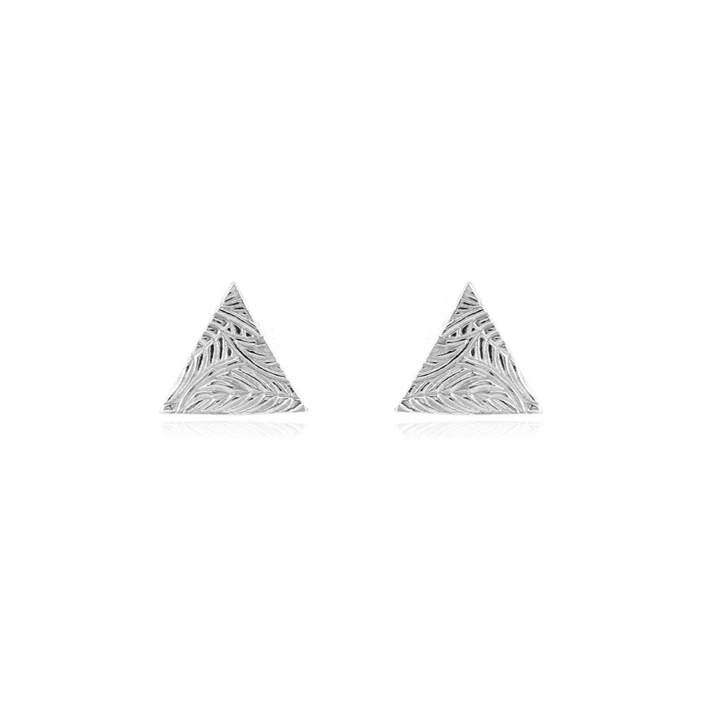 Fern Triangle Stud Earrings - Sterling Silver Stud Earrings