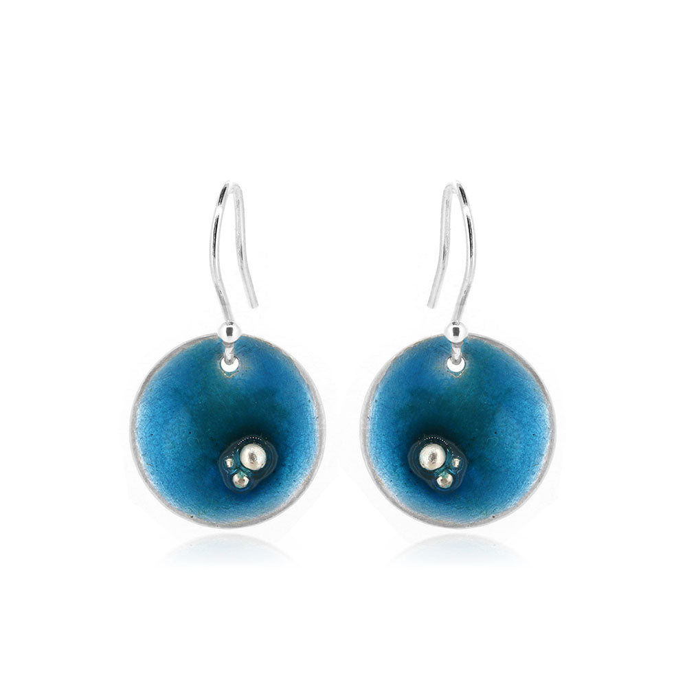 Coastal Turquoise Enamel Drop Earrings - Sterling Silver Drop Earrings
