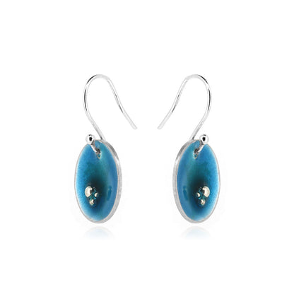 Coastal Turquoise Enamel Drop Earrings - Sterling Silver Drop Earrings