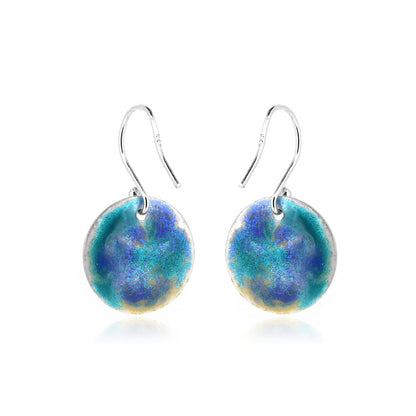Coastal Turquoise Enamel Drop Earrings - Sterling Silver Drop Earrings