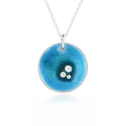 Coastal Turquoise Enamel Pendant Necklace - Sterling Silver Necklace