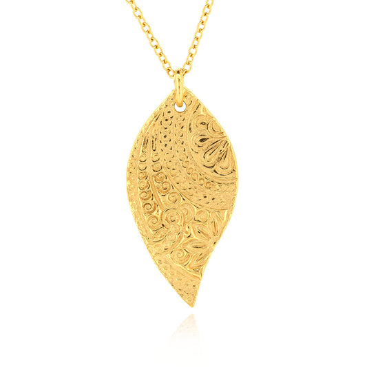 Boho Leaf Necklace - Yellow Gold Vermeil Necklace