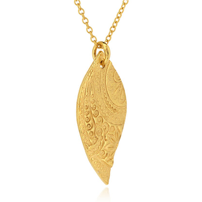 Boho Leaf Necklace - Yellow Gold Vermeil Necklace