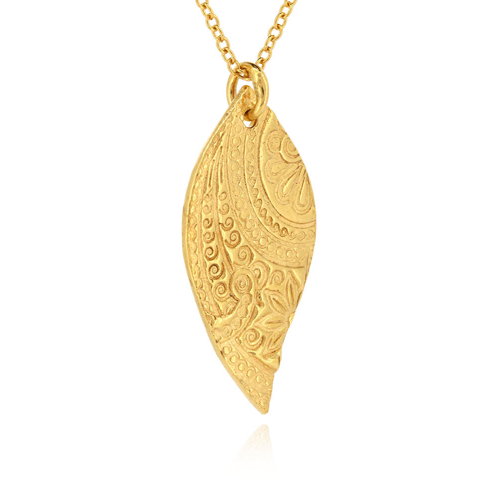 Boho Leaf Necklace - Yellow Gold Vermeil Necklace