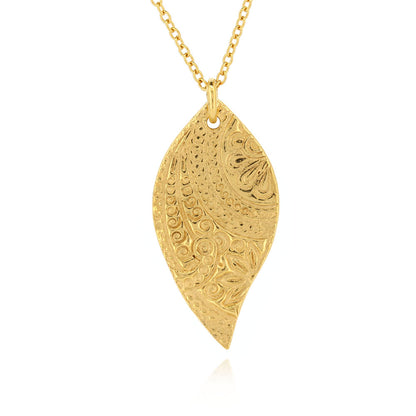 Boho Leaf Necklace - Yellow Gold Vermeil Necklace