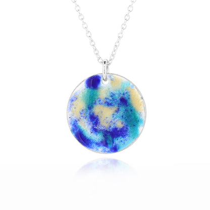 Mountain Enamel Necklace Blue - Sterling Silver Necklace