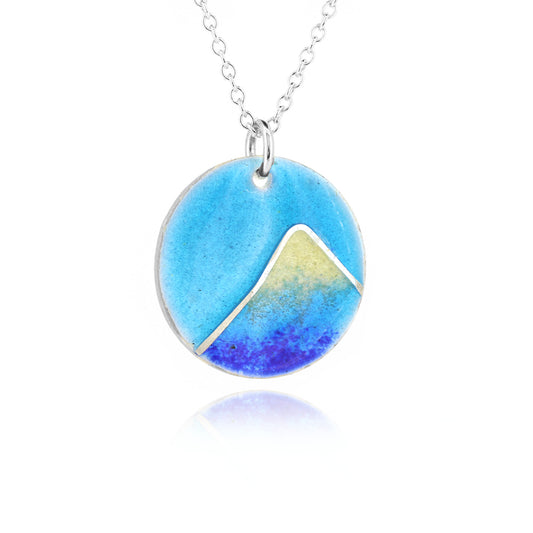 Mountain Enamel Necklace Blue - Sterling Silver Necklace