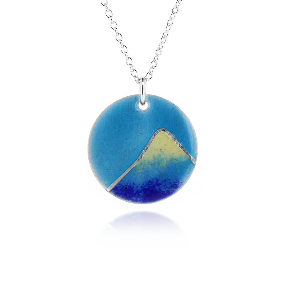 Mountain Enamel Necklace Blue - Sterling Silver Necklace