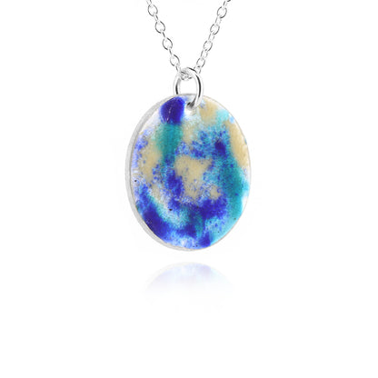 Mountain Enamel Necklace Blue - Sterling Silver Necklace