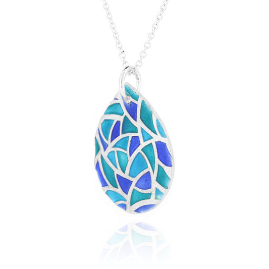 Glory Teardrop Large Necklace - Sterling Silver and Enamel Drop Earrings