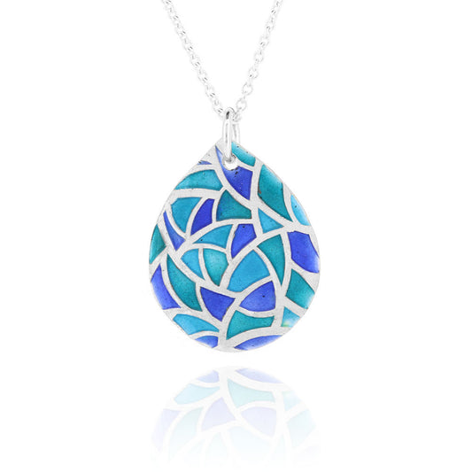 Glory Teardrop Large Necklace - Sterling Silver and Enamel Drop Earrings