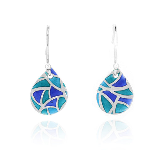 Glory Teardrop Drop Earrings - Sterling Silver and Enamel Drop Earrings