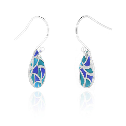 Glory Teardrop Drop Earrings - Sterling Silver and Enamel Drop Earrings