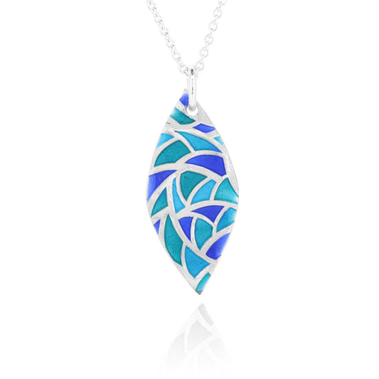 Glory Marquise Large Necklace - Sterling Silver and Enamel Necklace