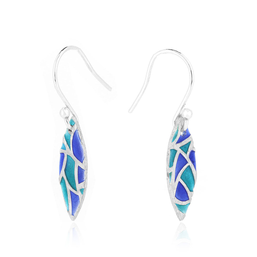 Glory Marquise Drop Earrings - Sterling Silver and Enamel Drop Earrings