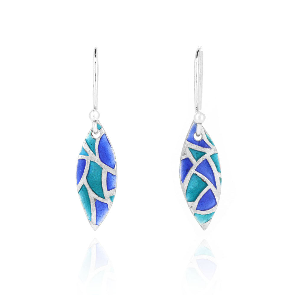 Glory Marquise Drop Earrings - Sterling Silver and Enamel Drop Earrings