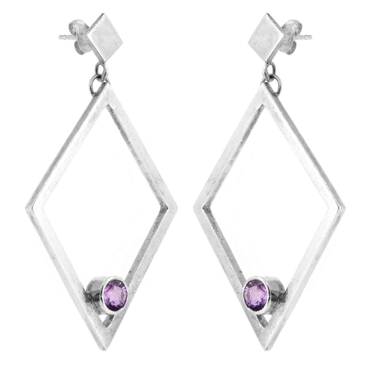 Glacier Amethyst Drop Earrings - Sterling Silver