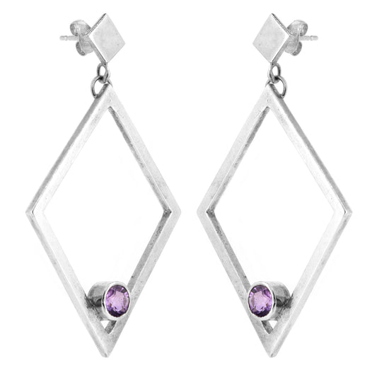 Glacier Amethyst Drop Earrings - Sterling Silver