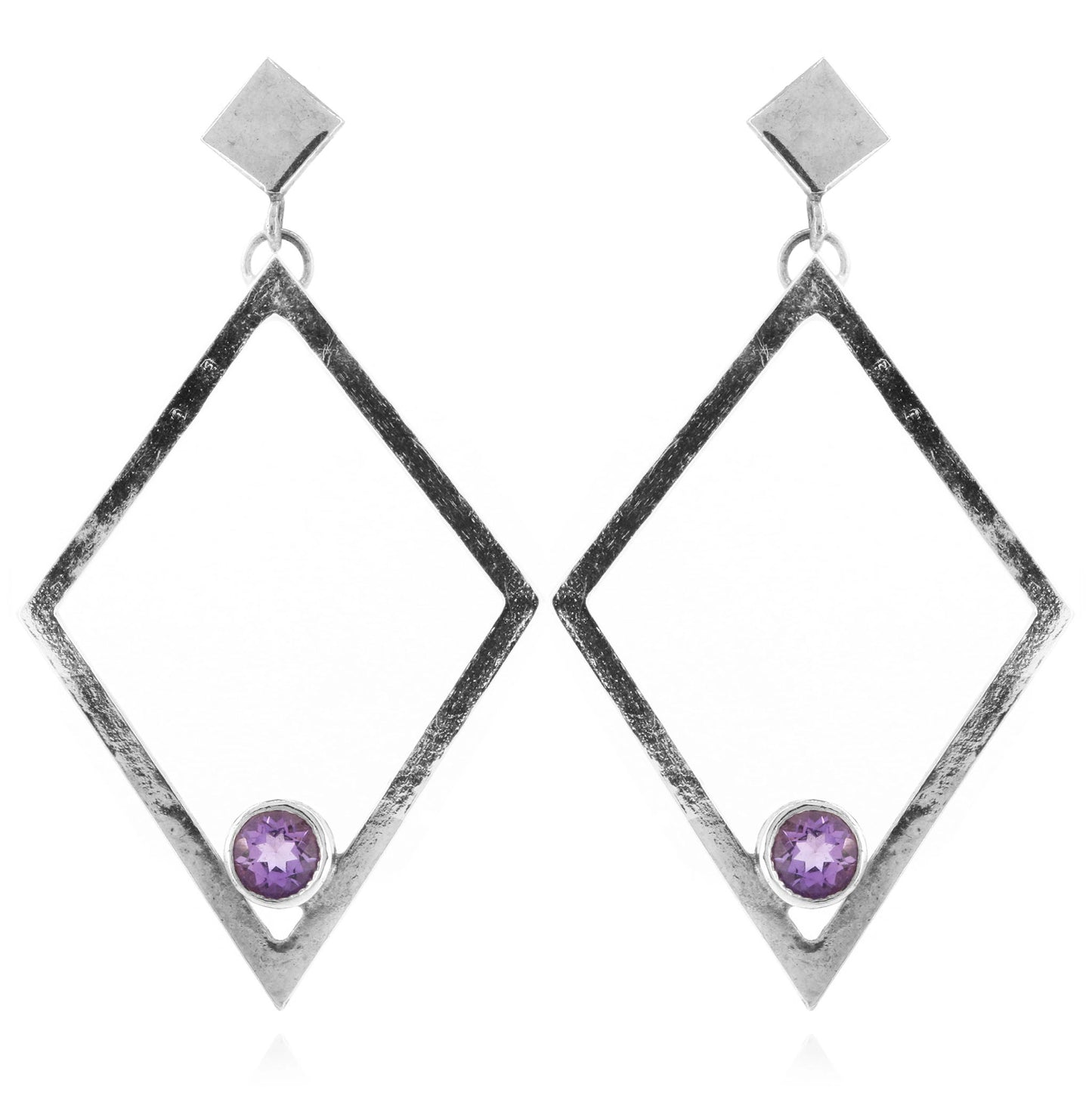Glacier Amethyst Drop Earrings - Sterling Silver