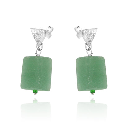 Fern Aventurine Drop Earrings - Sterling Silver