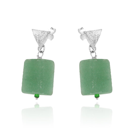 Fern Aventurine Drop Earrings - Sterling Silver