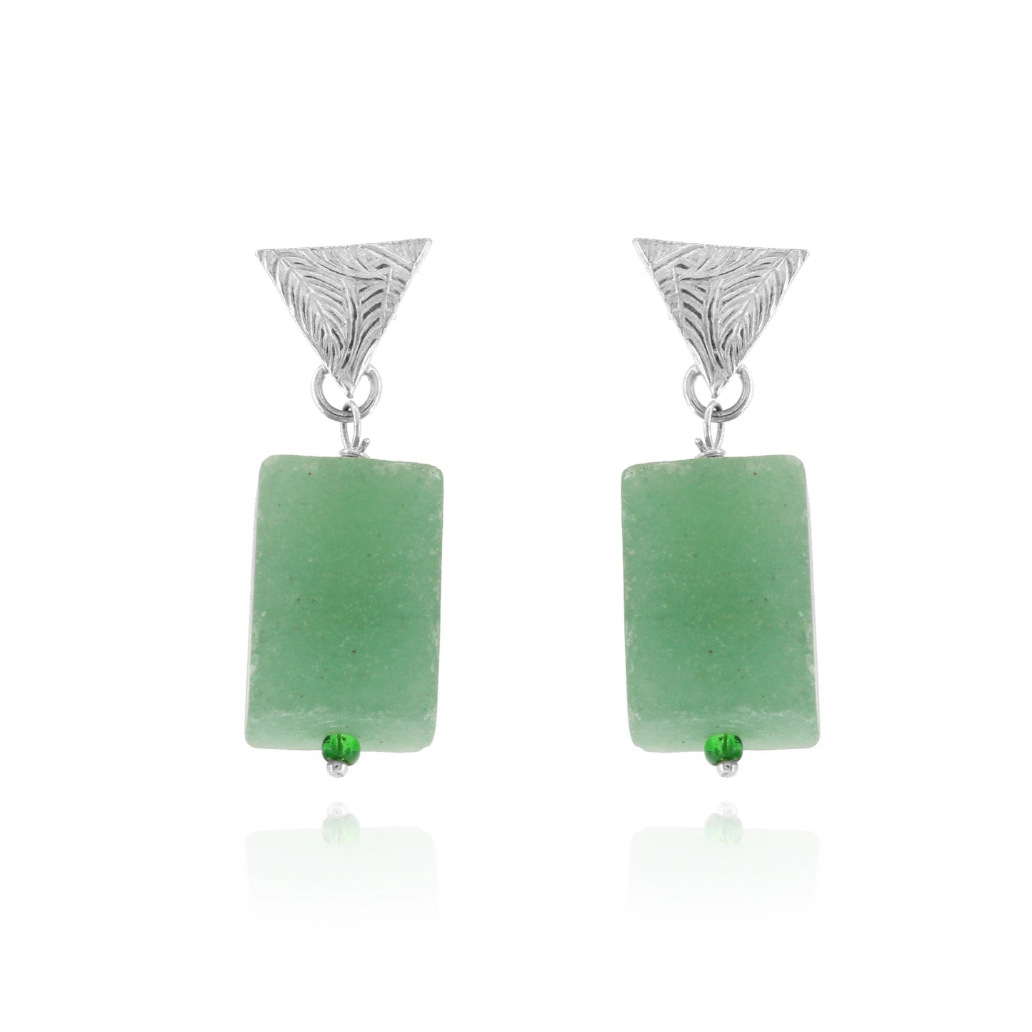Fern Aventurine Drop Earrings - Sterling Silver