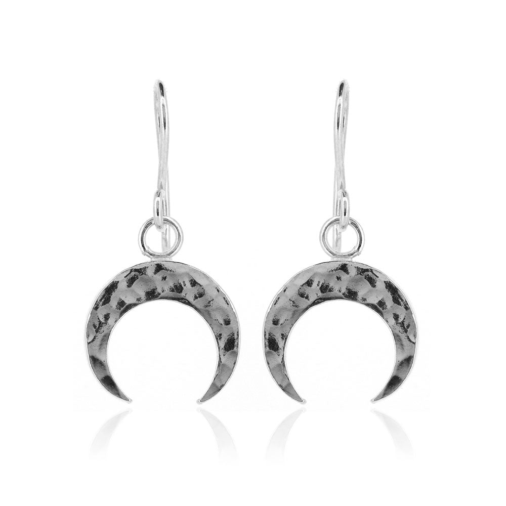 Lunula Amulet Medium Drop Earrings - Sterling Silver Drop Earrings