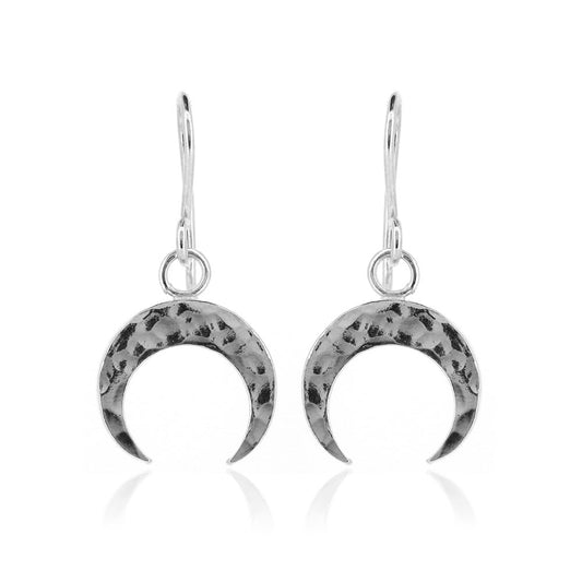 Lunula Amulet Medium Drop Earrings - Sterling Silver Drop Earrings