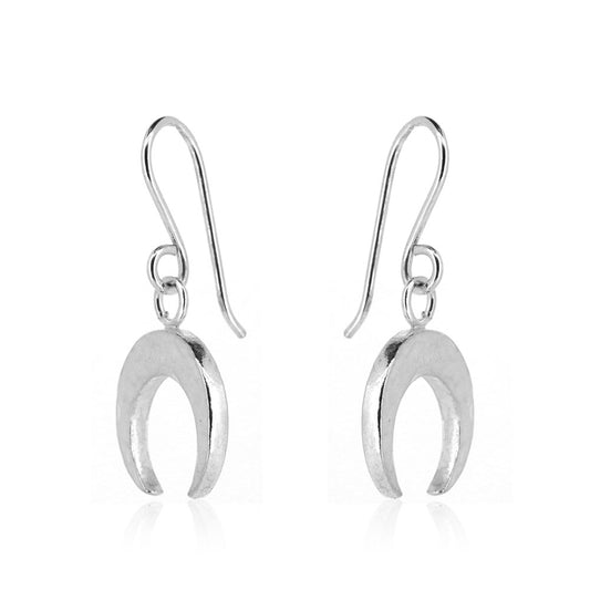 Lunula Amulet Medium Drop Earrings - Sterling Silver Drop Earrings