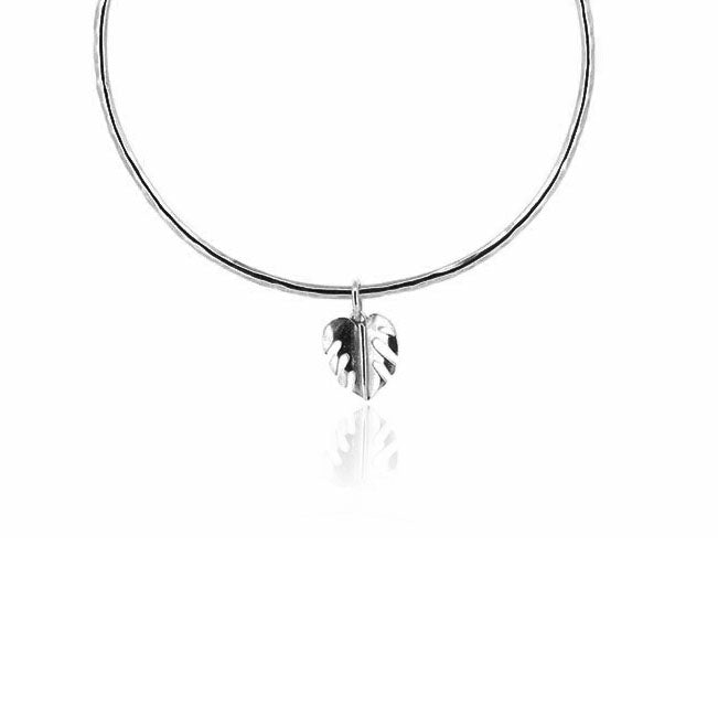 Monstera Leaf Charm Bangle - Sterling Silver Bangles