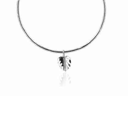 Monstera Leaf Charm Bangle - Sterling Silver Bangles
