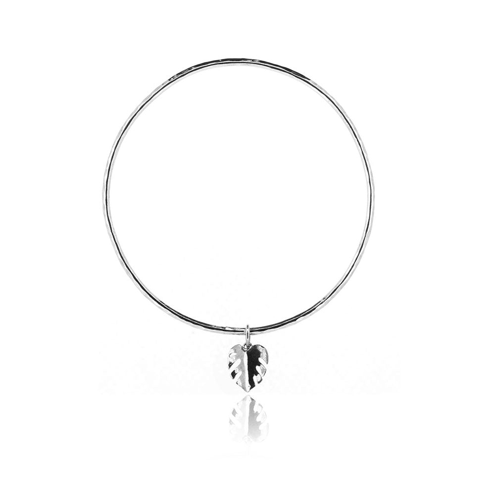 Monstera Leaf Charm Bangle - Sterling Silver Bangles