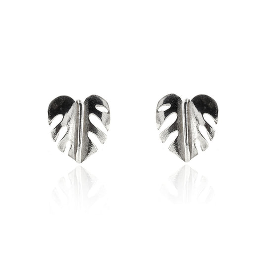 Monstera Leaf Stud Earrings - Sterling Silver Stud Earrings