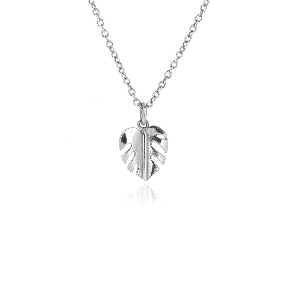 Monstera Leaf Small Necklace - Sterling Silver Necklace