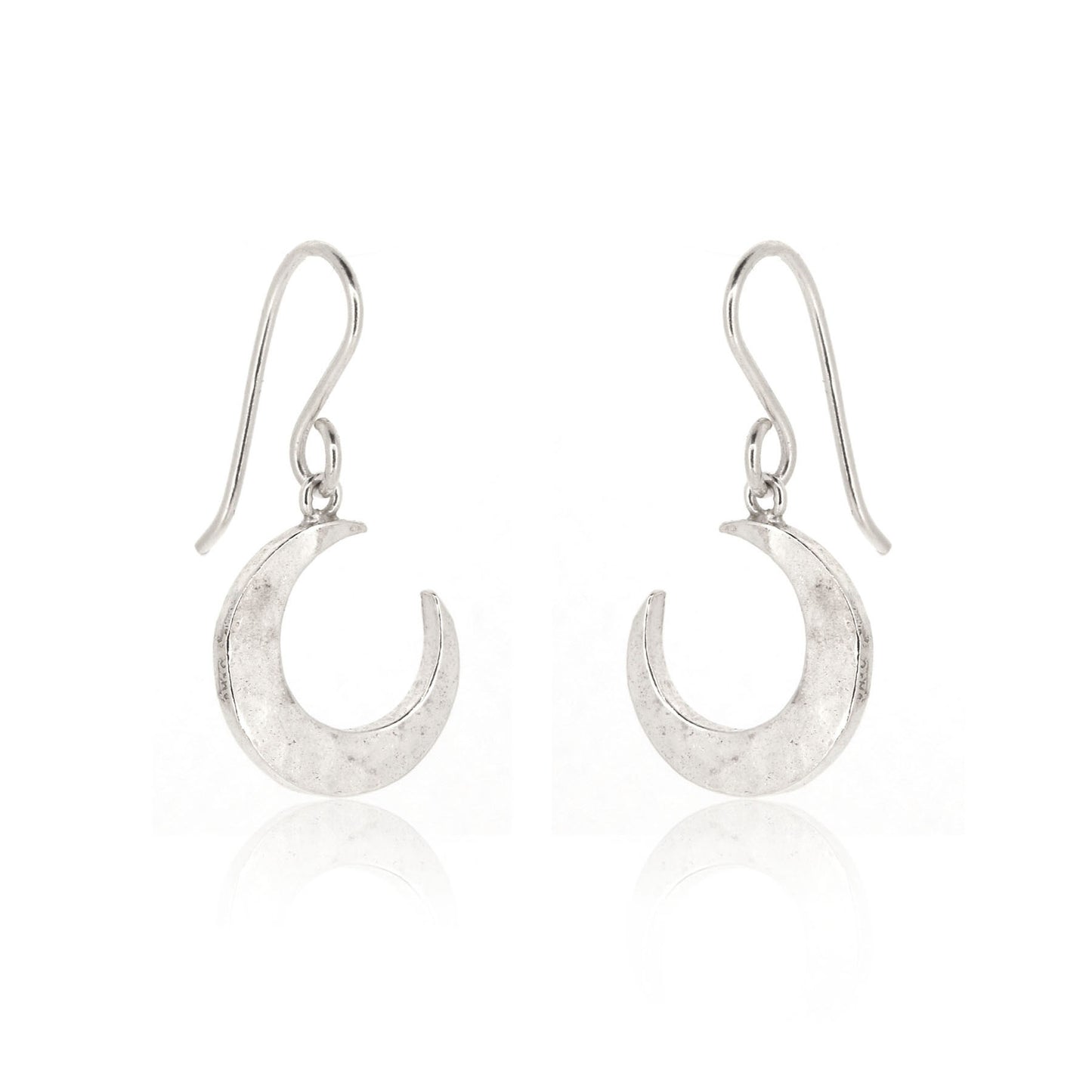 Crescent Moon Large Drop Earrings - Sterling Silver Drop Earrings