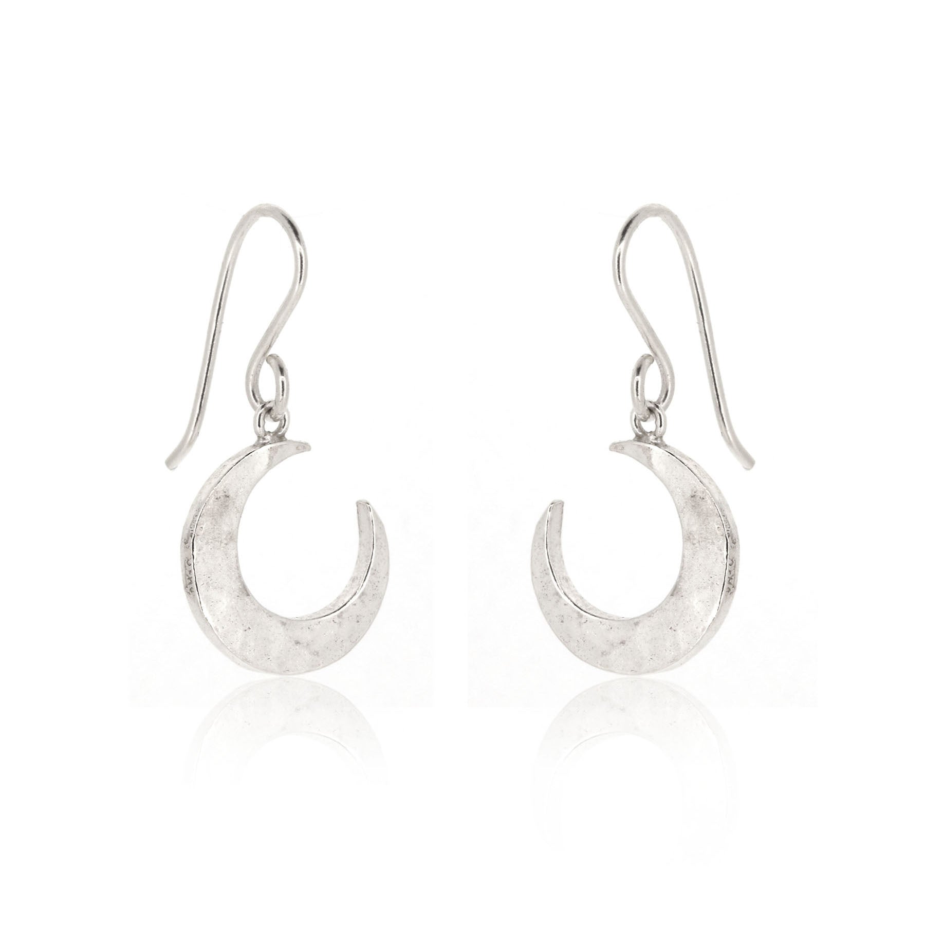 Crescent Moon Large Drop Earrings - Sterling Silver Drop Earrings
