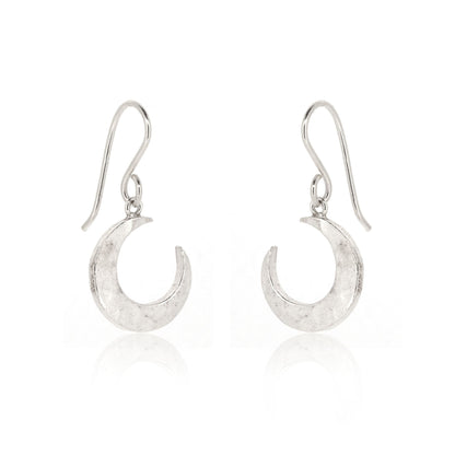 Crescent Moon Large Drop Earrings - Sterling Silver Drop Earrings