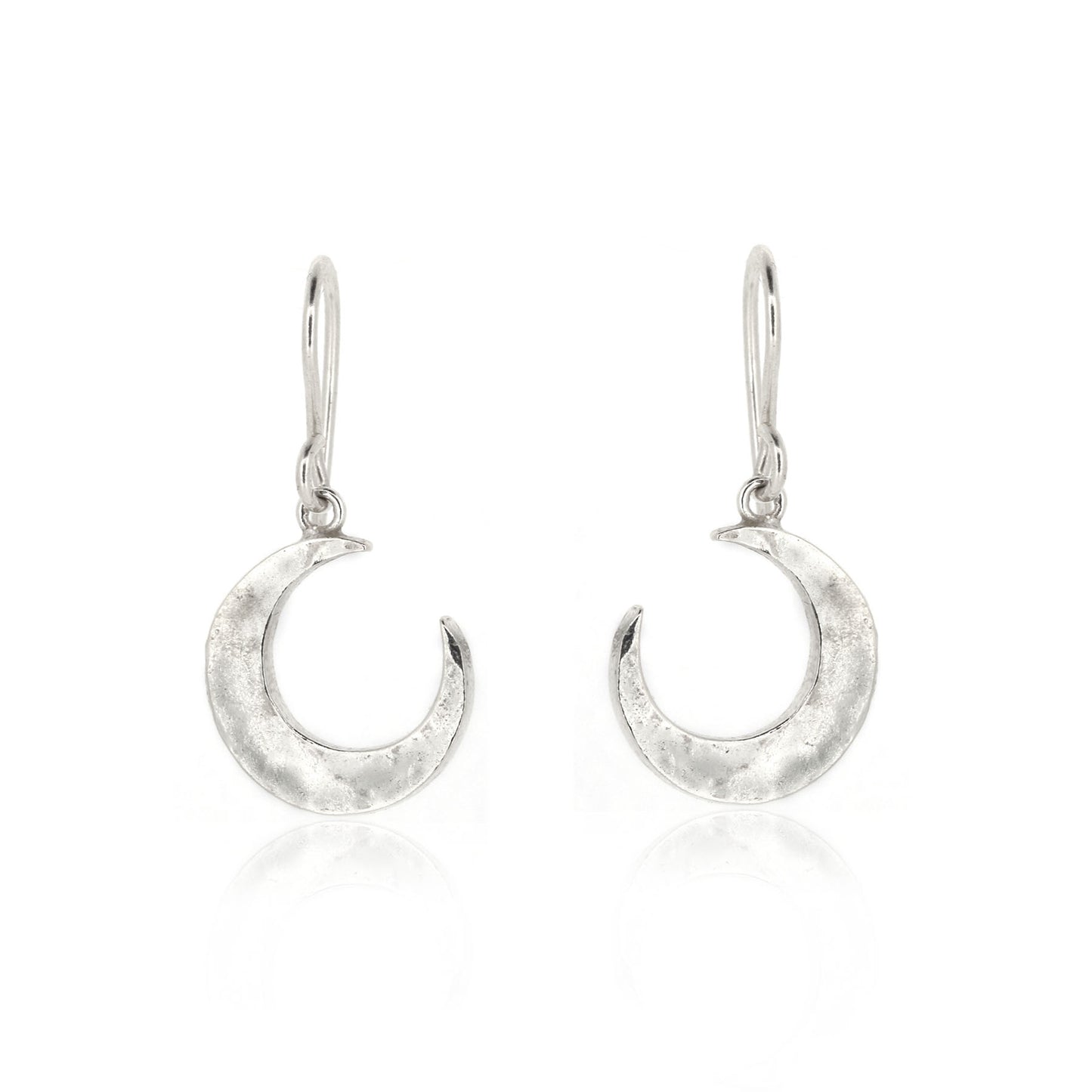 Crescent Moon Large Drop Earrings - Sterling Silver Drop Earrings