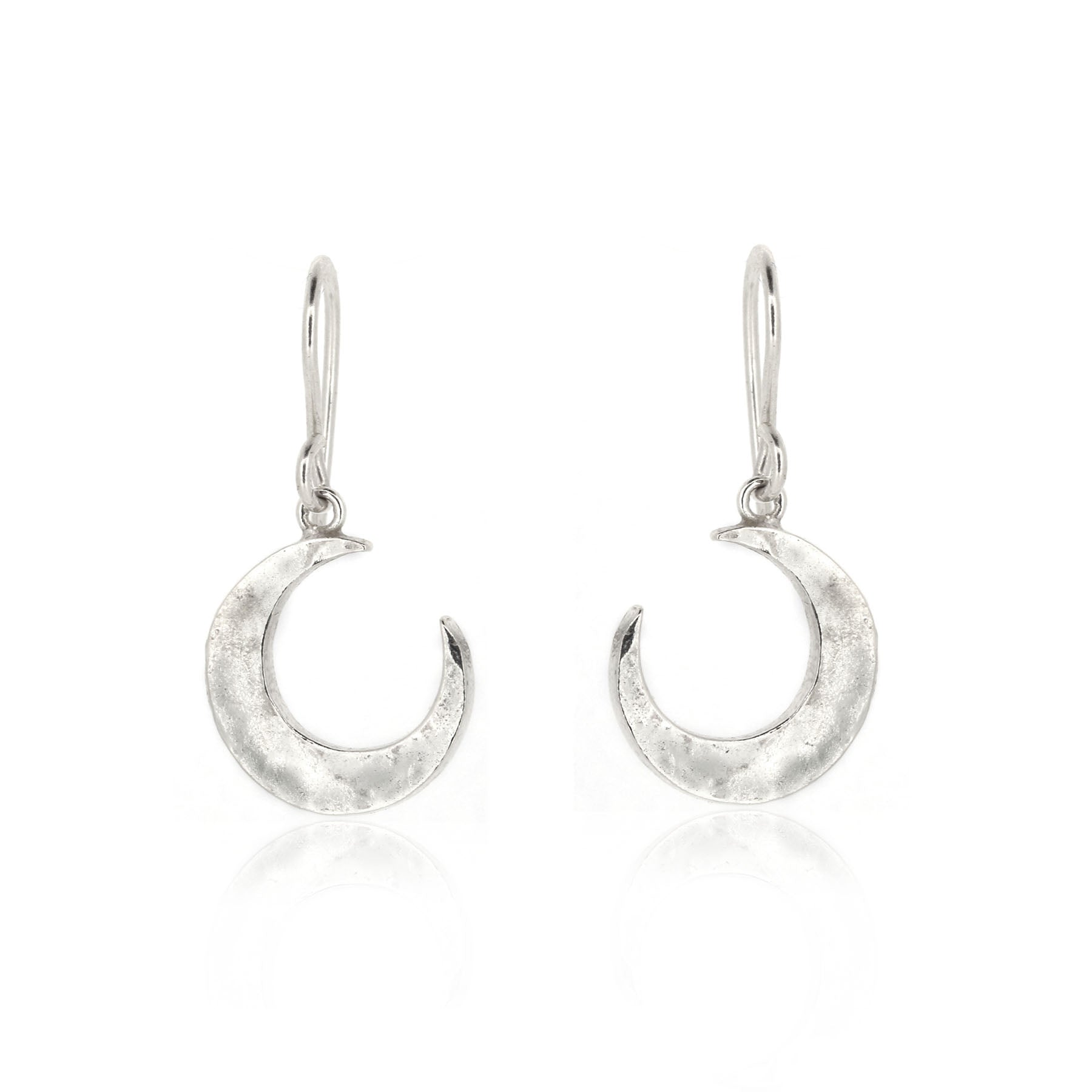 Crescent Moon Large Drop Earrings - Sterling Silver Drop Earrings