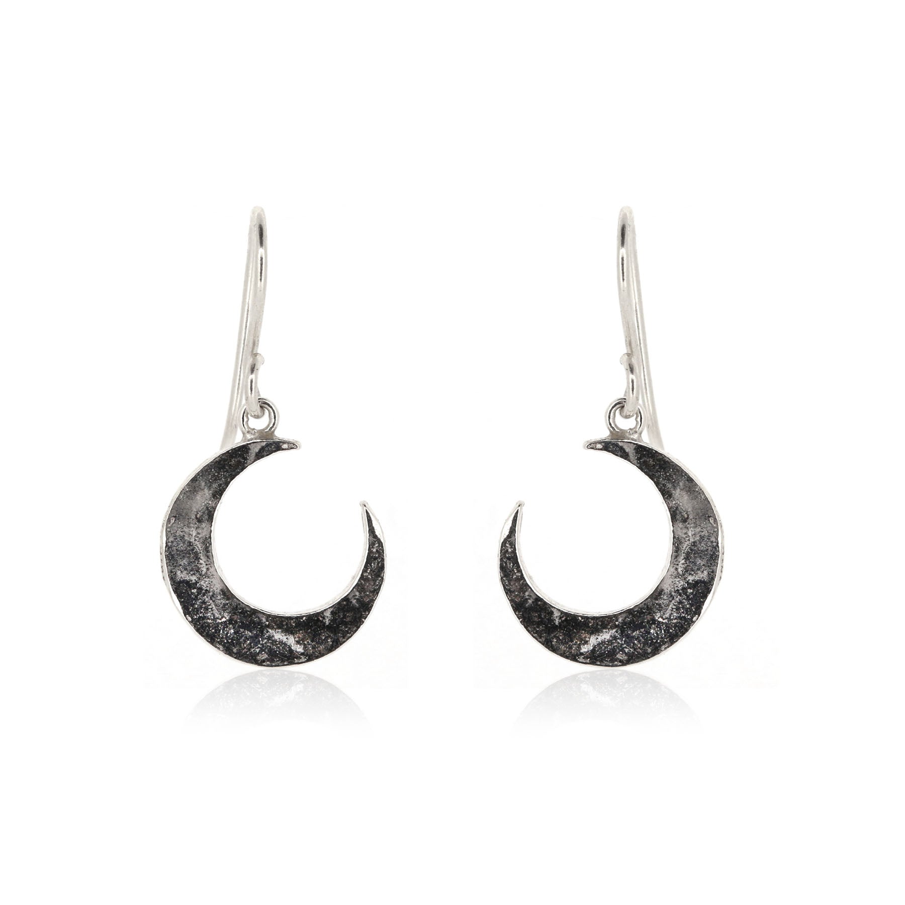 Crescent Moon Large Drop Earrings - Sterling Silver Drop Earrings