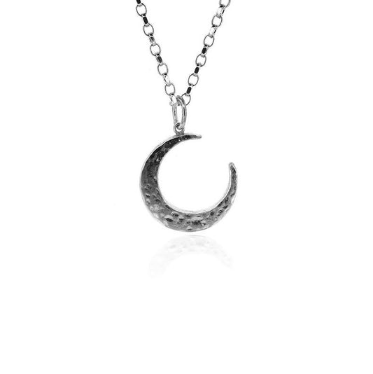 Crescent Moon Large Necklace - Sterling Silver Necklace