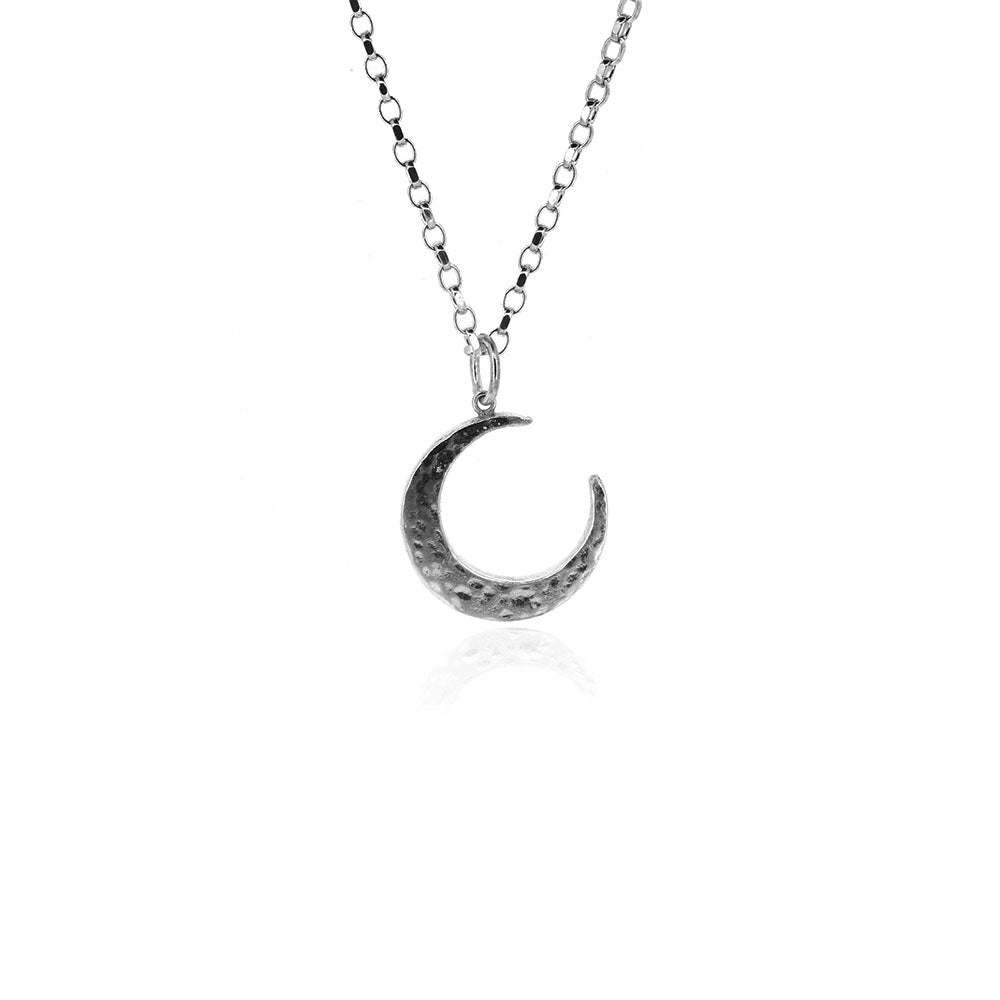 Crescent Moon Large Necklace - Sterling Silver Necklace