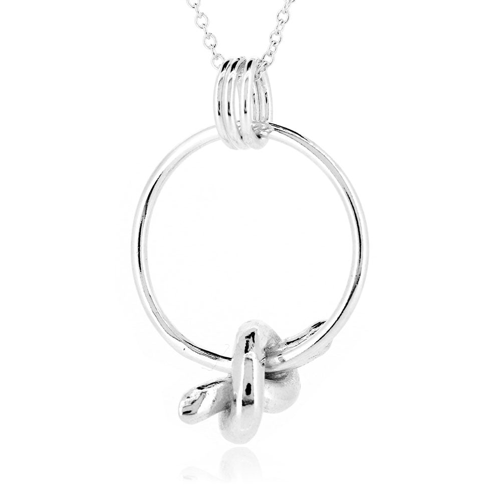Worry Knot Circle Necklace - Sterling Silver Necklace