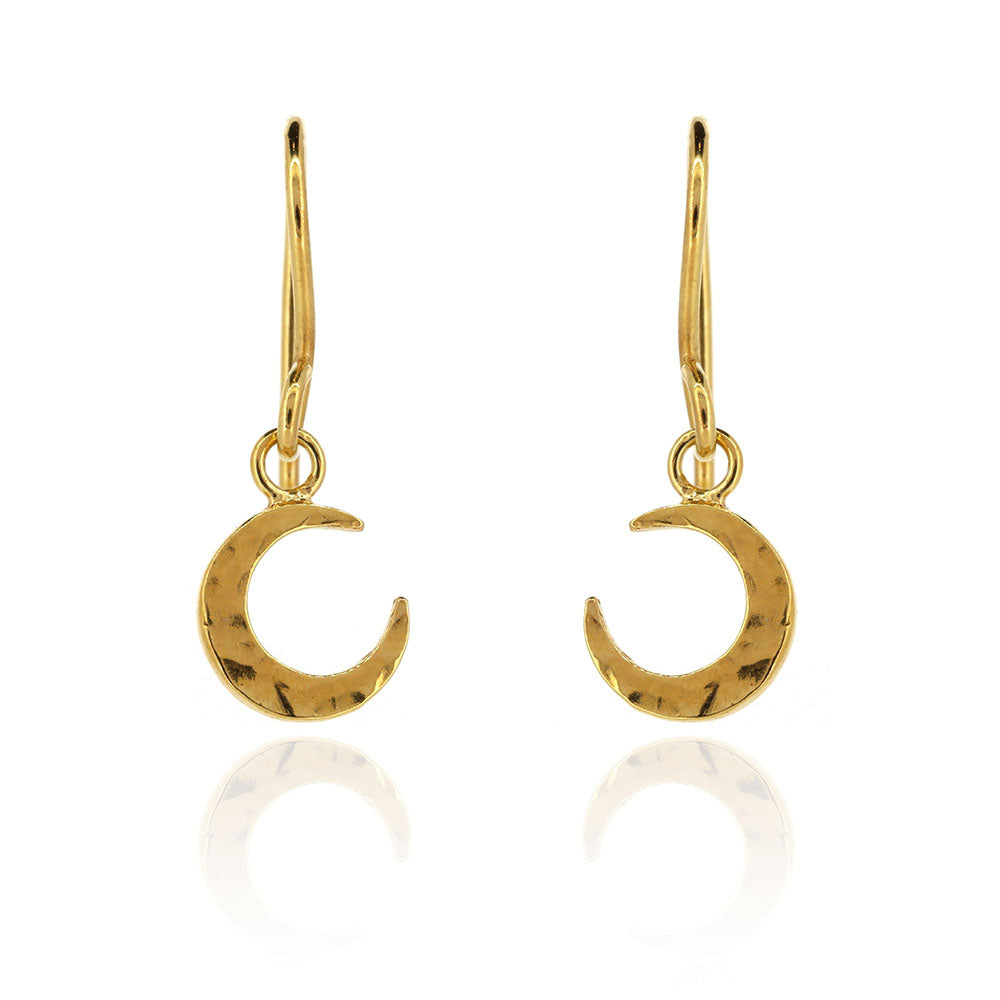 Crescent Moon Small Drop Earrings - Yellow Gold Vermeil Drop Earrings
