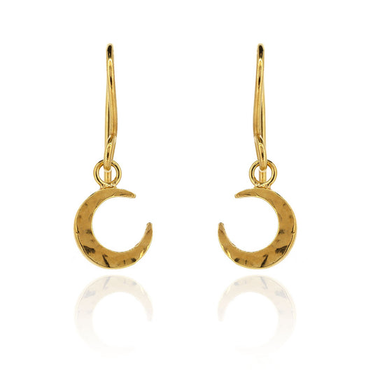 Crescent Moon Small Drop Earrings - Yellow Gold Vermeil Drop Earrings