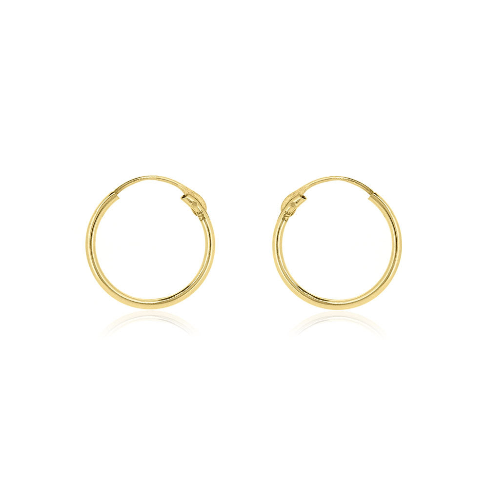 Sleeper 12mm Hollow Hoop Earrings - 9ct Yellow Gold Hoop Earrings