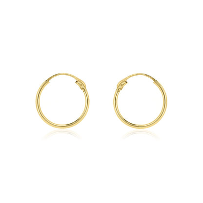 Sleeper 12mm Hollow Hoop Earrings - 9ct Yellow Gold Hoop Earrings