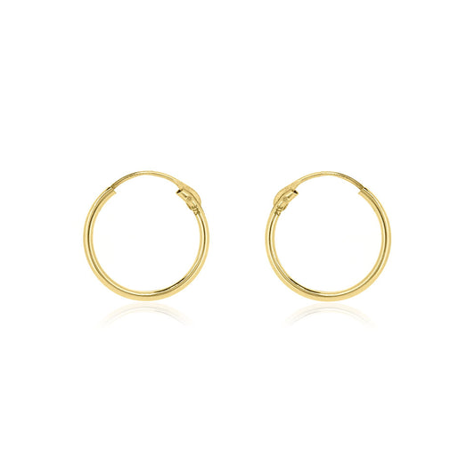 Sleeper 12mm Hollow Hoop Earrings - 9ct Yellow Gold Hoop Earrings
