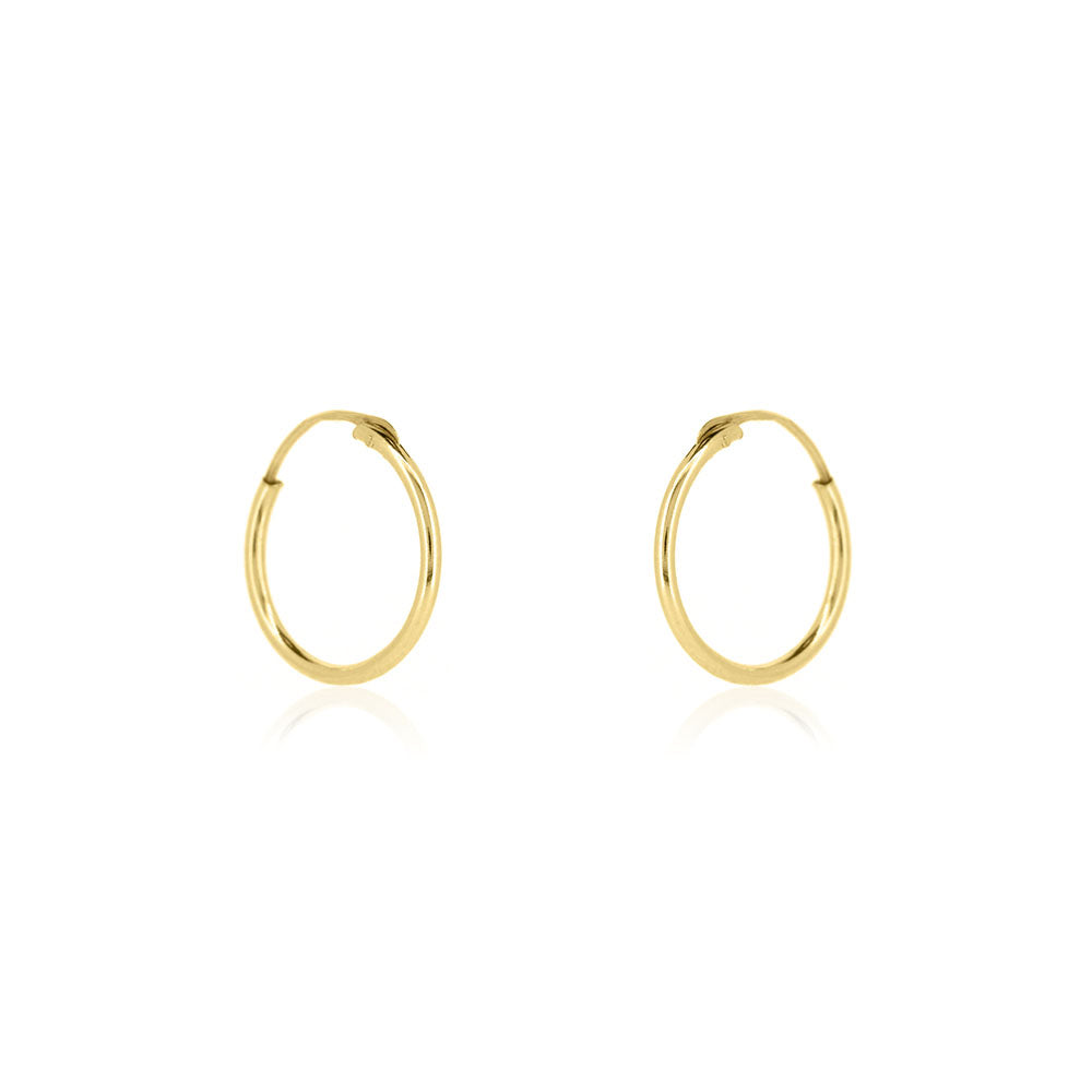 Sleeper 12mm Hollow Hoop Earrings - 9ct Yellow Gold Hoop Earrings