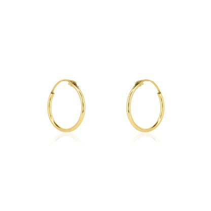Sleeper 12mm Hollow Hoop Earrings - 9ct Yellow Gold Hoop Earrings